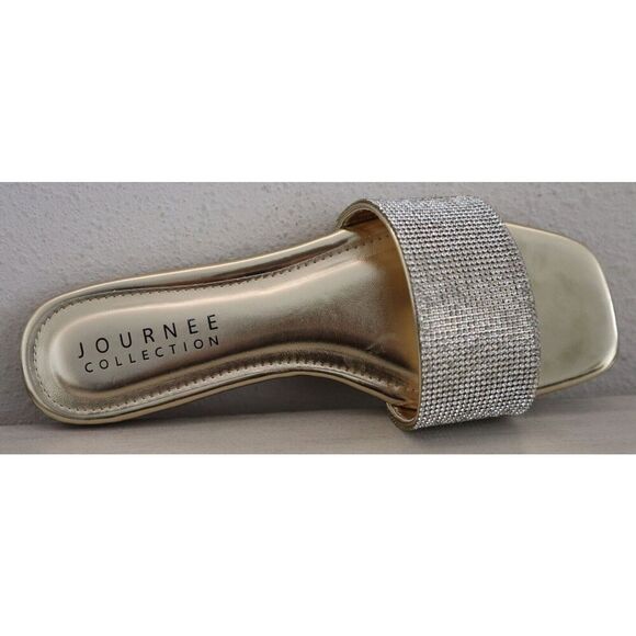 Journee Collection 007226 Women's Sz 7 Gold Embellished Grayce Slide Sandals - Picture 5 of 13